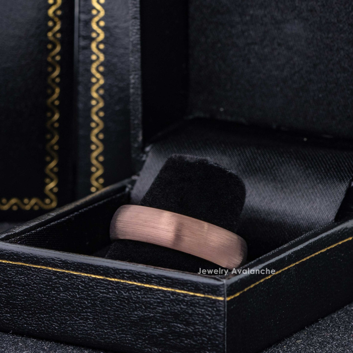 Jewelry Avalanche Rose Gold & Brown IP Dome Tungsten Carbide Men Women Wedding Band 6mm
