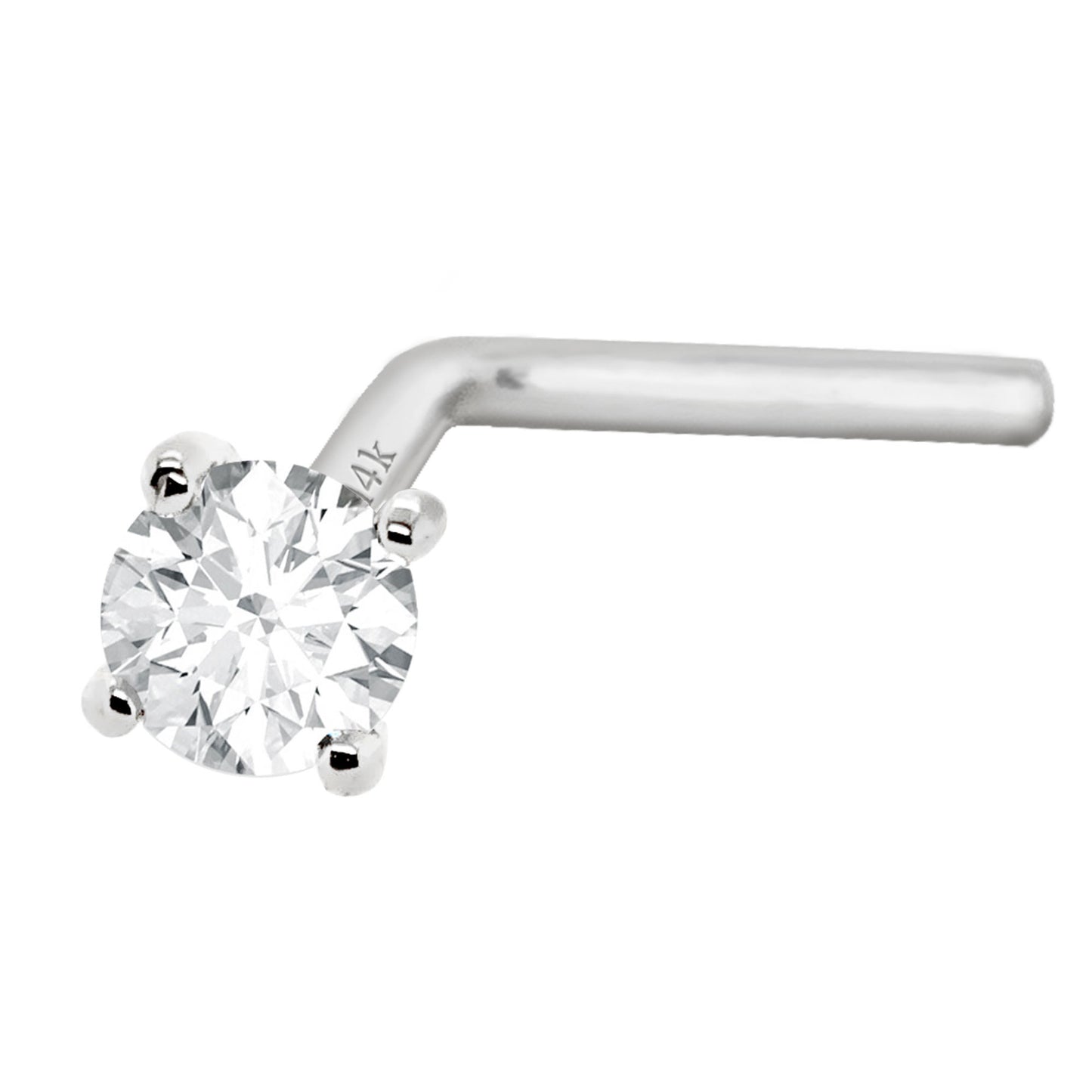 Jewelry Avalanche Diamond L-shape Nose Stud 20G Solid 14K Gold L-bend Nose Ring Stud