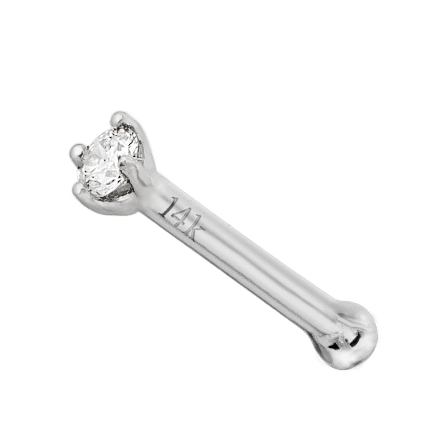 Jewelry Avalanche 20G 14K Gold Diamond Nose Bone Stud Nose Ring, Ball-end Nose Stud