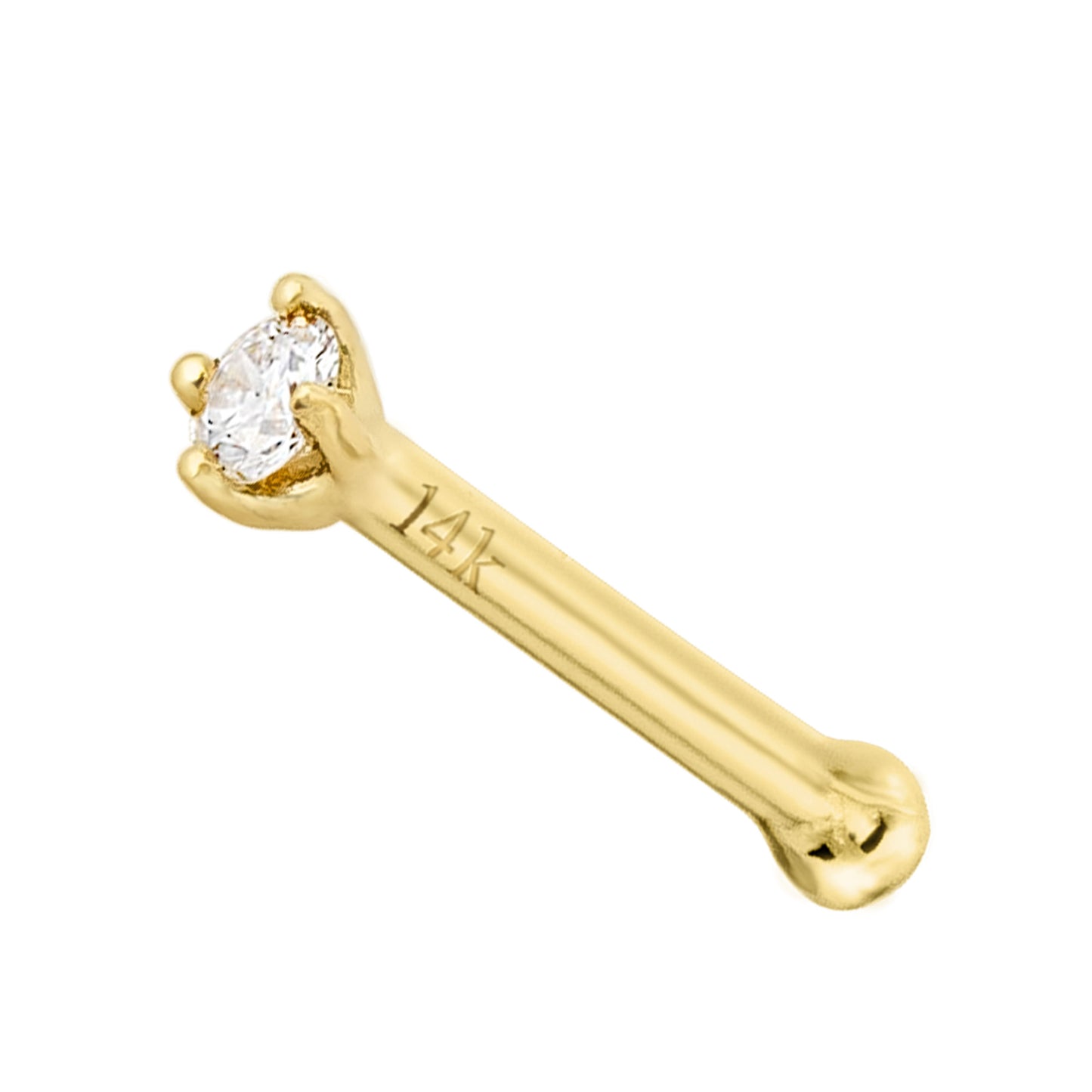 Jewelry Avalanche 20G 14K Gold Diamond Nose Bone Stud Nose Ring, Ball-end Nose Stud