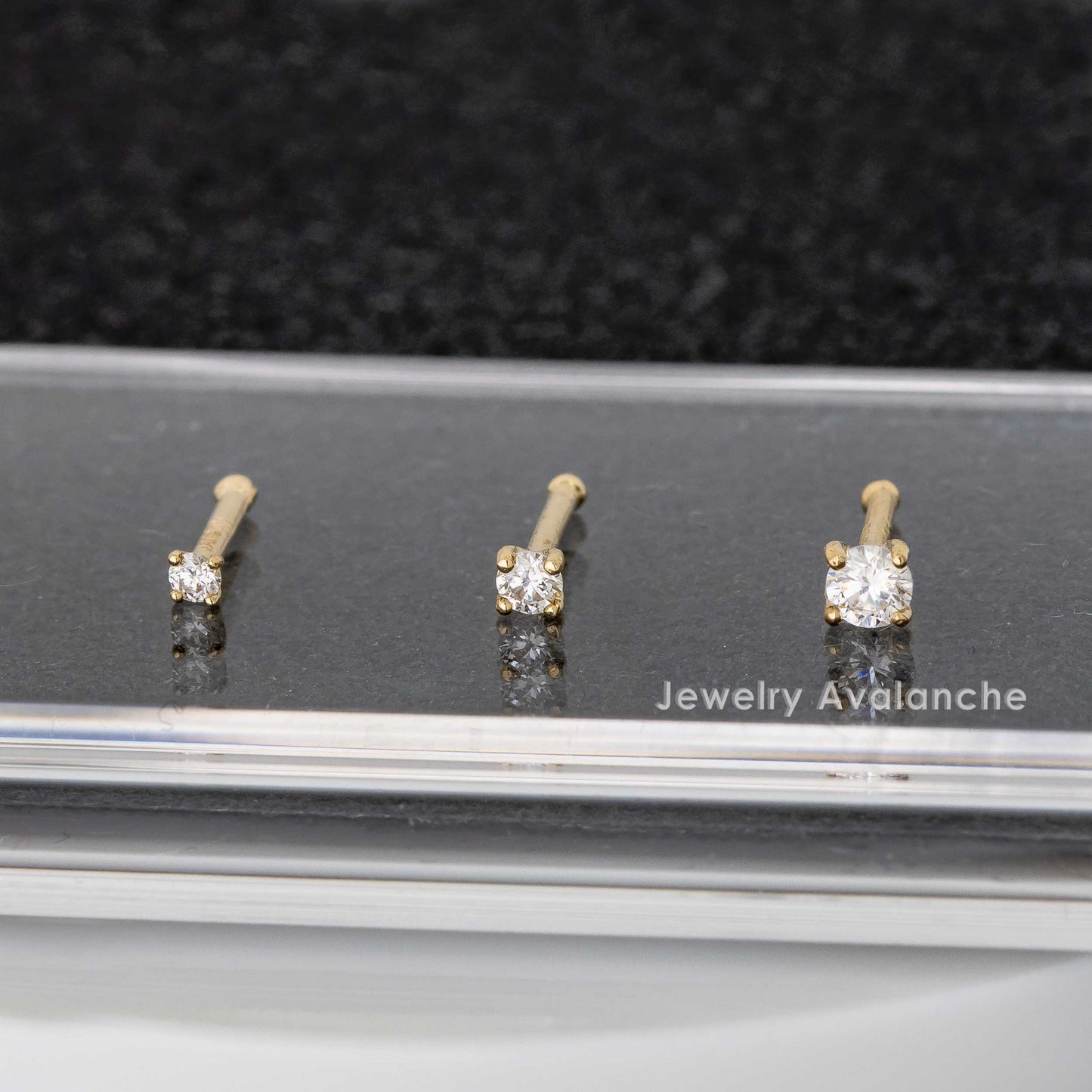Jewelry Avalanche 20G 14K Gold Diamond Nose Bone Stud Nose Ring, Ball-end Nose Stud