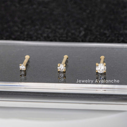 Jewelry Avalanche 20G 14K Gold Diamond Nose Bone Stud Nose Ring, Ball-end Nose Stud