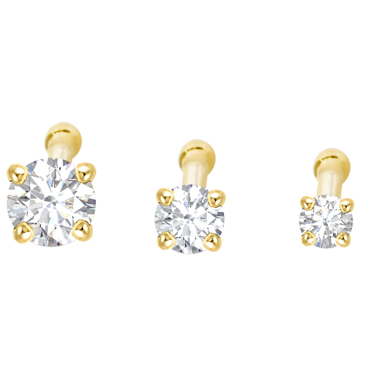 Jewelry Avalanche 20G 14K Gold Diamond Nose Bone Stud Nose Ring, Ball-end Nose Stud
