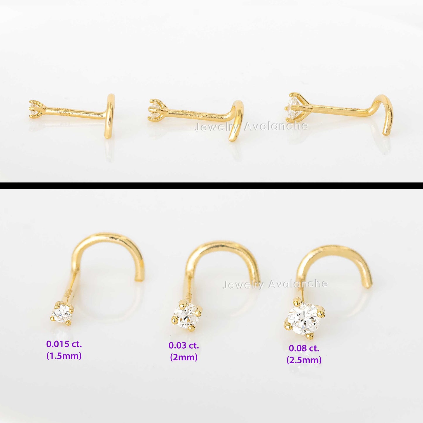 Jewelry Avalanche 20G 14K Gold Diamond Nose Screw Ring Stud