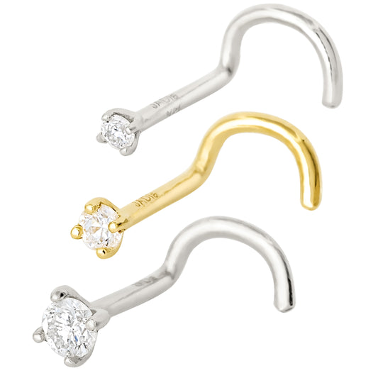 Jewelry Avalanche 20G 14K Gold Diamond Nose Screw Ring Stud