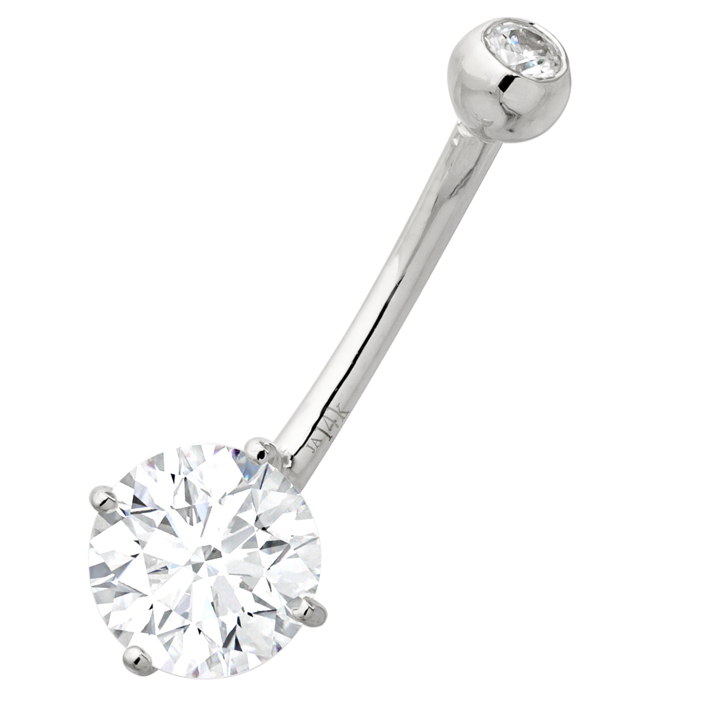 Jewelry Avalanche 14K Gold Belly Button Ring 1.18 ctw. Moissanite 14G Barbell Navel Ring
