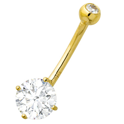 Jewelry Avalanche 14K Gold Belly Button Ring 1.18 ctw. Moissanite 14G Barbell Navel Ring