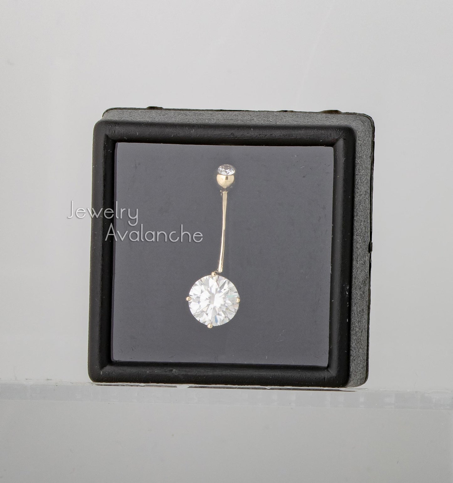Jewelry Avalanche 14K Gold Belly Button Ring 1.18 ctw. Moissanite 14G Barbell Navel Ring
