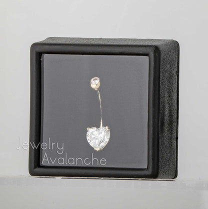 Jewelry Avalanche Women's 14K Gold Moissanite Heart Belly Button Ring 14G