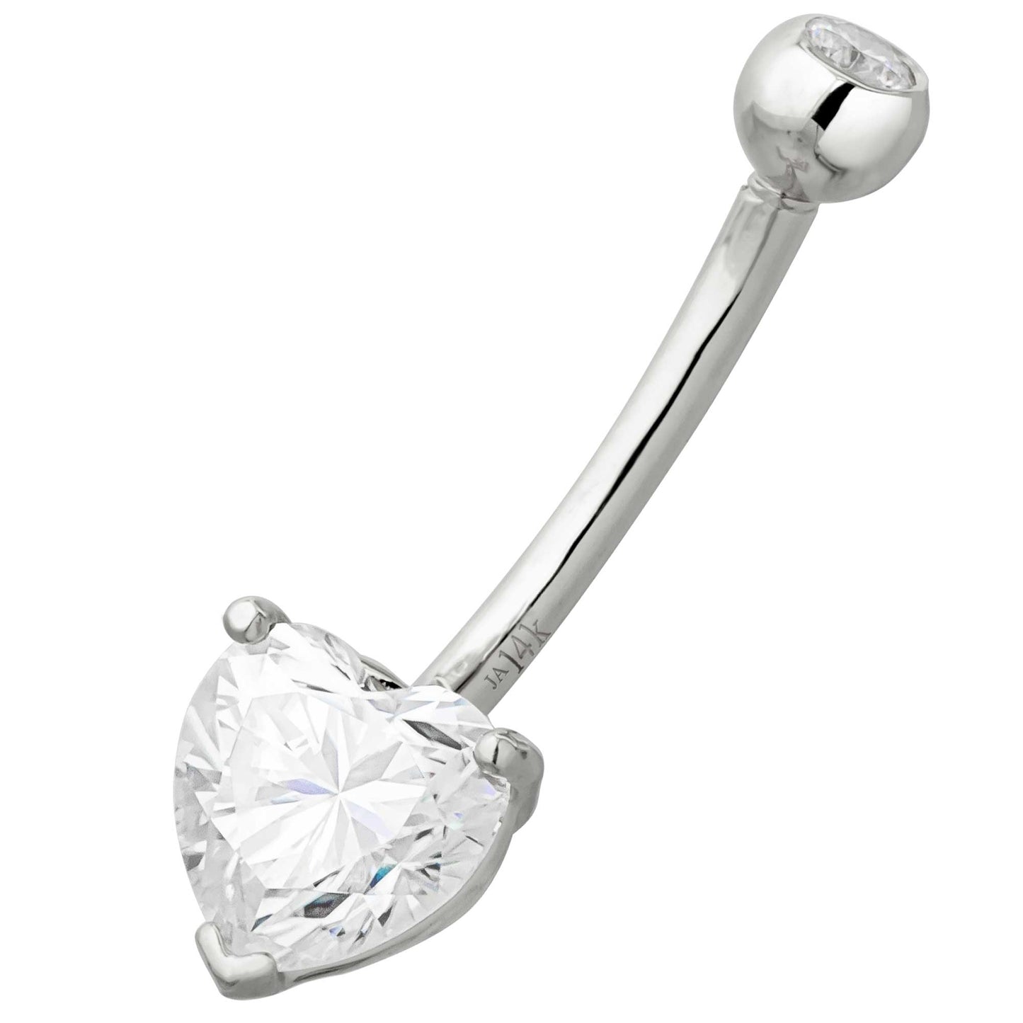Jewelry Avalanche Women's 14K Gold Moissanite Heart Belly Button Ring 14G