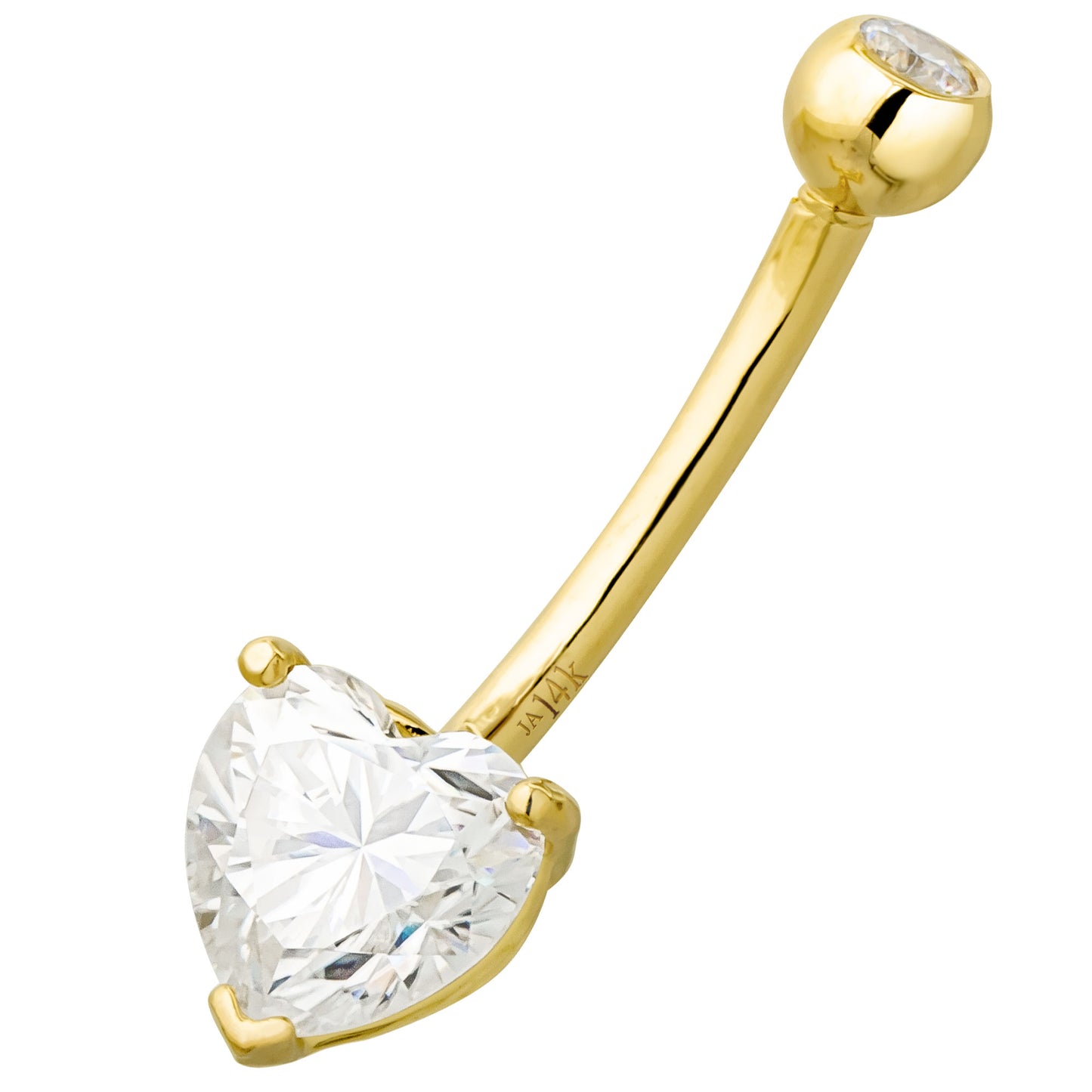 Jewelry Avalanche Women's 14K Gold Moissanite Heart Belly Button Ring 14G