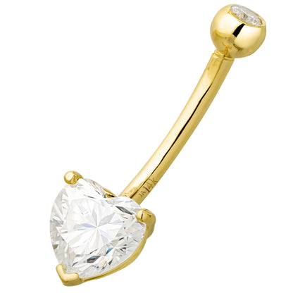 Jewelry Avalanche Women's 14K Gold Moissanite Heart Belly Button Ring 14G