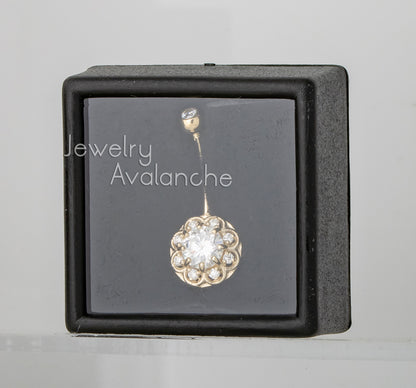 Jewelry Avalanche Women's 14K Gold Lotus Flower 14G Belly Button Ring with 0.87cttw Round Moissanites
