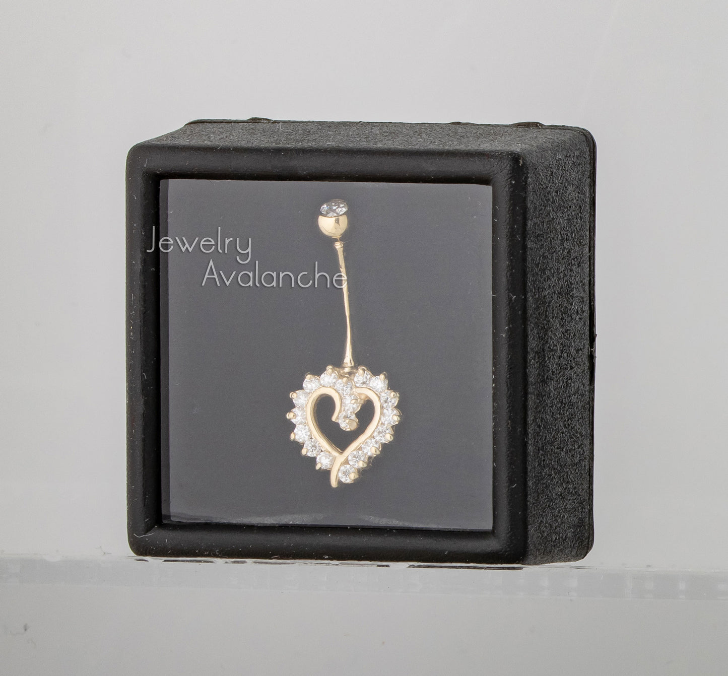 Jewelry Avalanche Women's 14K Gold Heart Shape 14G Belly Button Ring with 0.35cttw Heart Moissanite