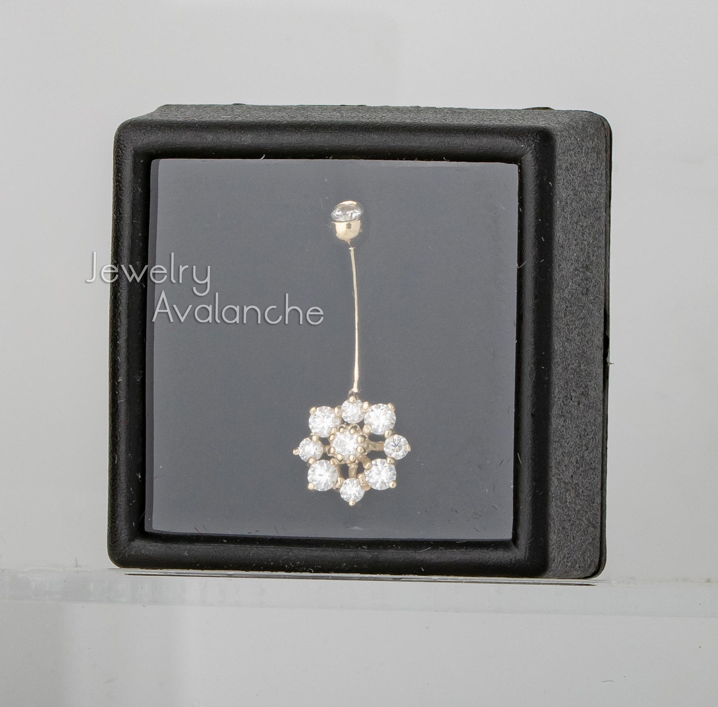 Jewelry Avalanche Women's 14K Gold Snowflake 14G Belly Button Ring with 0.55cttw Round Moissanites