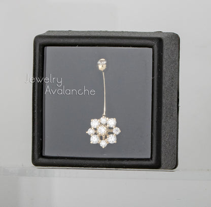 Jewelry Avalanche Women's 14K Gold Snowflake 14G Belly Button Ring with 0.55cttw Round Moissanites