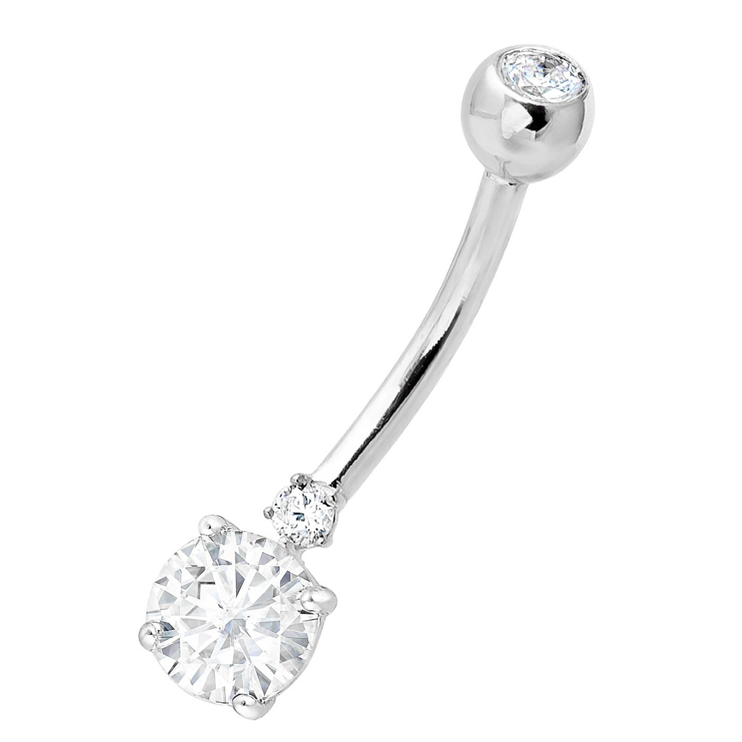 Jewelry Avalanche 14K Gold 0.60ctw Moissanite Belly Button Ring 14G Navel Ring