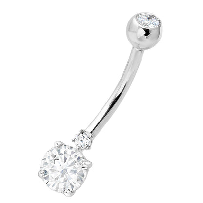 Jewelry Avalanche 14K Gold 0.60ctw Moissanite Belly Button Ring 14G Navel Ring