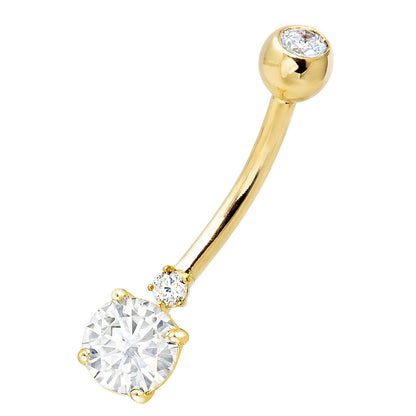 Jewelry Avalanche 14K Gold 0.60ctw Moissanite Belly Button Ring 14G Navel Ring