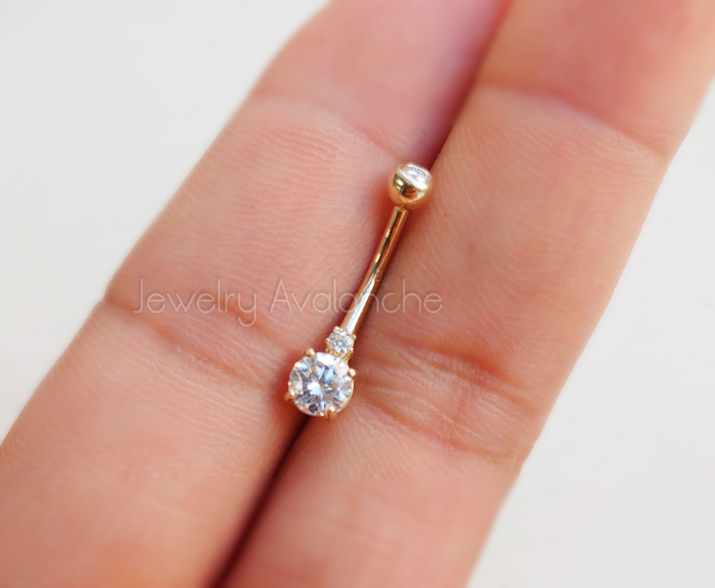 Jewelry Avalanche 14K Gold 0.60ctw Moissanite Belly Button Ring 14G Navel Ring