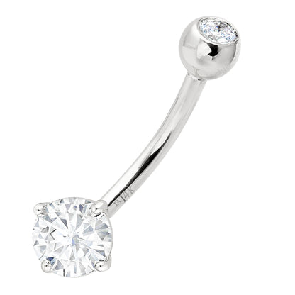 Jewelry Avalanche 14K Gold Belly Button Ring 0.57 ctw. Moissanite 14G Barbell Navel Ring