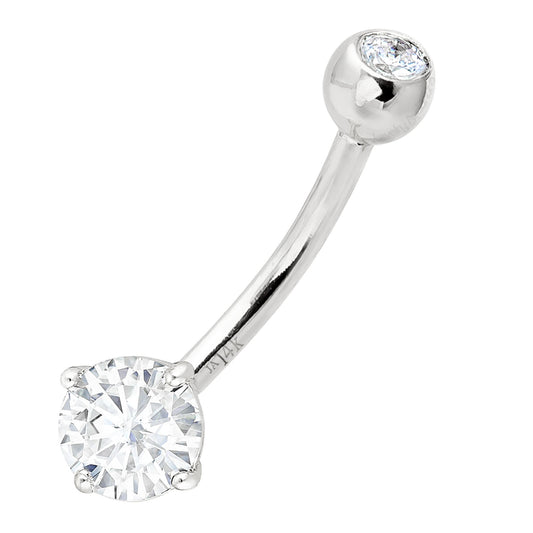 Jewelry Avalanche 14K Gold Belly Button Ring 0.57 ctw. Moissanite 14G Barbell Navel Ring
