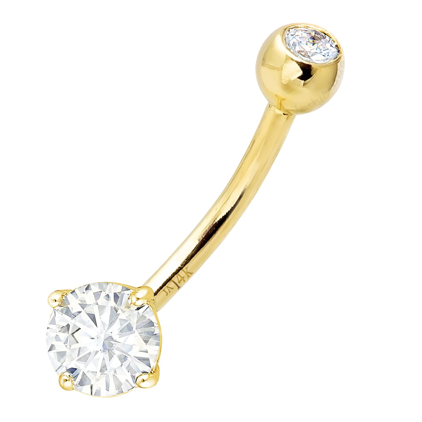 Jewelry Avalanche 14K Gold Belly Button Ring 0.57 ctw. Moissanite 14G Barbell Navel Ring