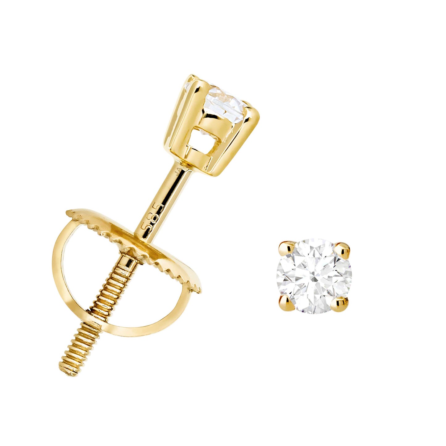 Jewelry Avalanche 14K Gold Solitaire Moissanite Stud Earrings