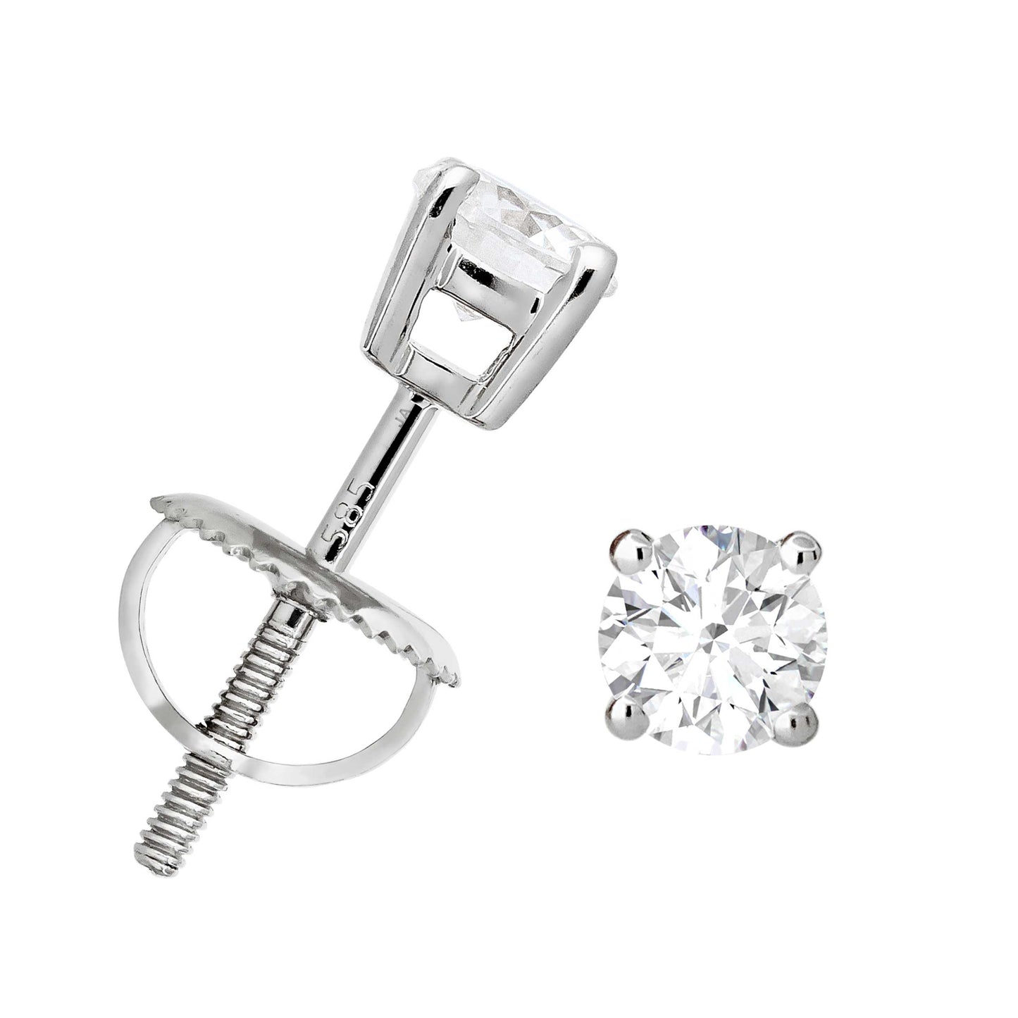 Jewelry Avalanche 14K Gold Solitaire Moissanite Stud Earrings