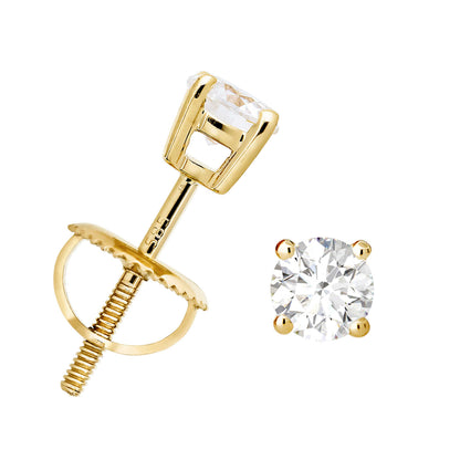 Jewelry Avalanche 14K Gold Solitaire Moissanite Stud Earrings