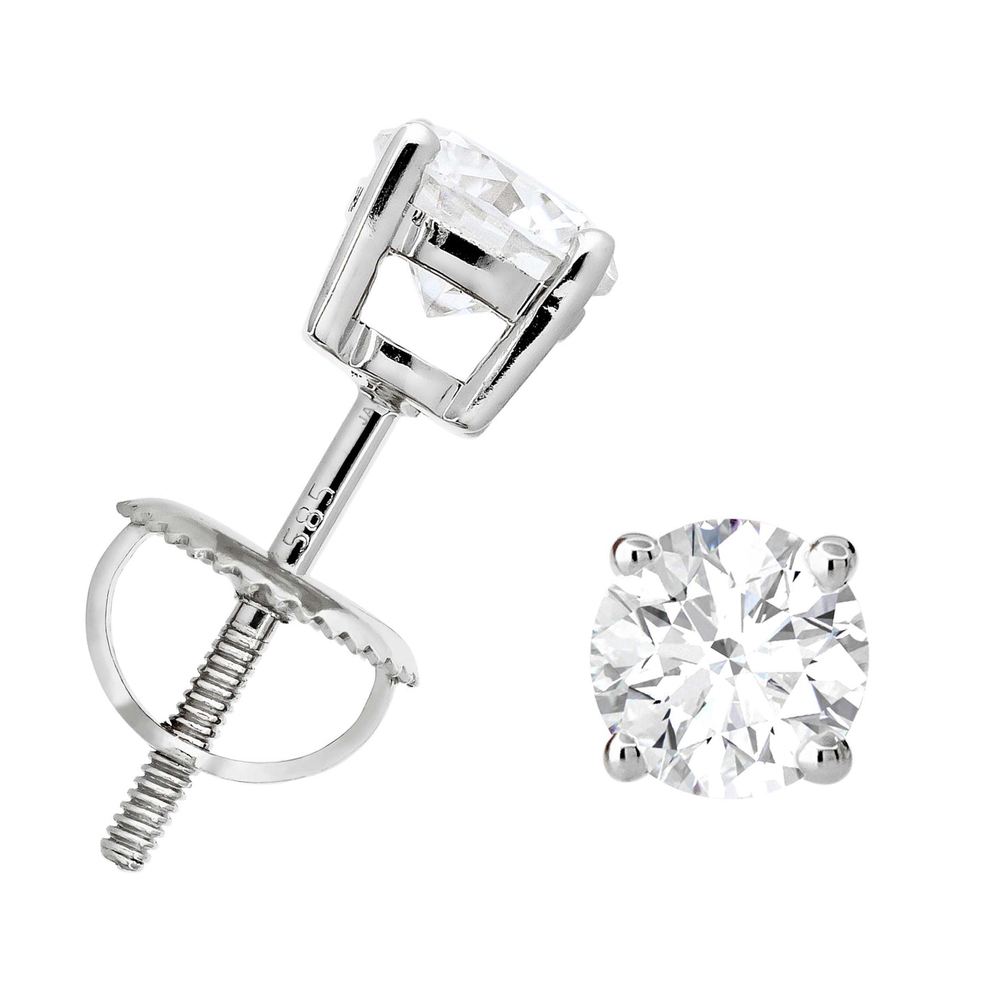 Jewelry Avalanche 14K Gold Solitaire Moissanite Stud Earrings