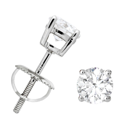 Jewelry Avalanche 14K Gold Solitaire Moissanite Stud Earrings