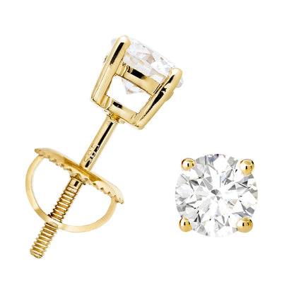 Jewelry Avalanche 14K Gold Solitaire Moissanite Stud Earrings