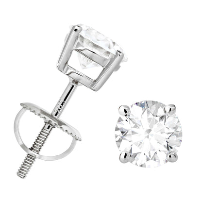 Jewelry Avalanche 14K Gold Solitaire Moissanite Stud Earrings