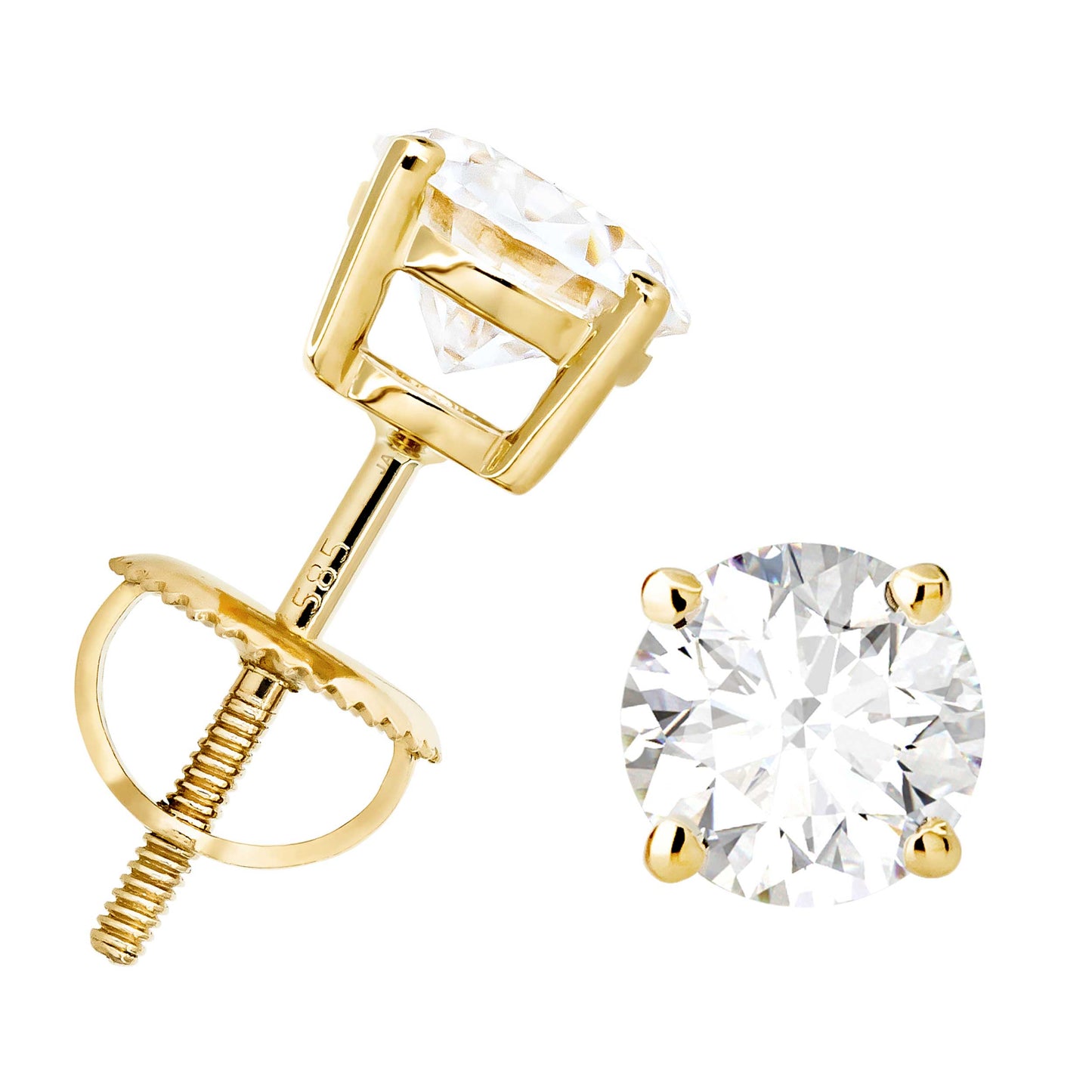 Jewelry Avalanche 14K Gold Solitaire Moissanite Stud Earrings