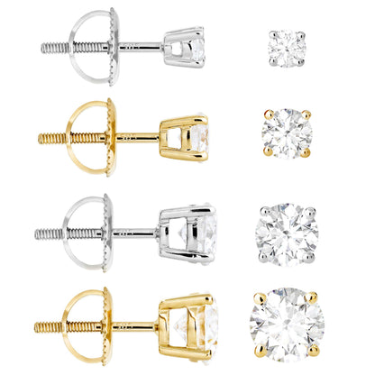 Jewelry Avalanche 14K Gold Solitaire Moissanite Stud Earrings