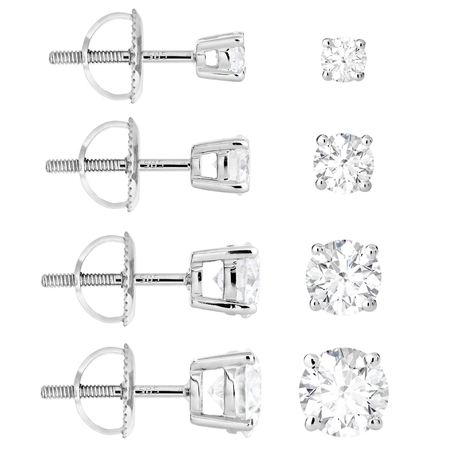 Jewelry Avalanche 14K Gold Solitaire Moissanite Stud Earrings