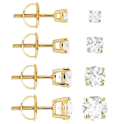 Jewelry Avalanche 14K Gold Solitaire Moissanite Stud Earrings