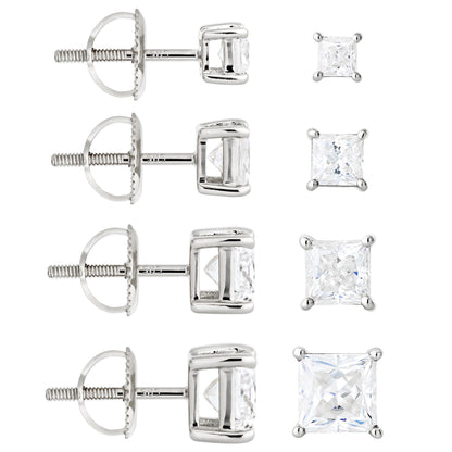 Jewelry Avalanche 14K Gold Princess Cut Moissanite Solitaire Stud Earrings