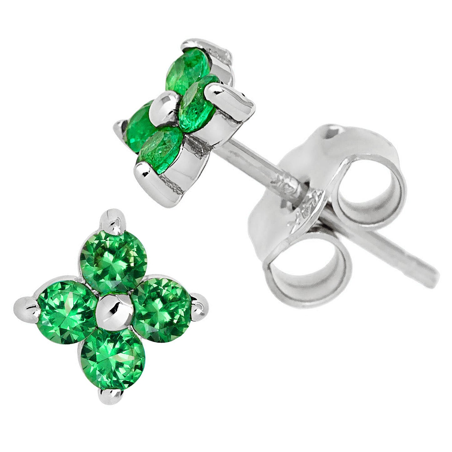 Jewelry Avalanche Womens 14K Gold 0.24ctw Emerald 4-Stone Stud Earrings