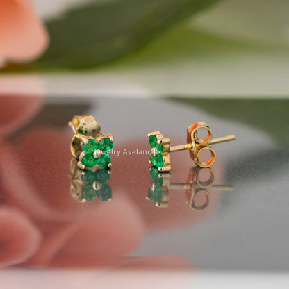 Jewelry Avalanche Womens 14K Gold 0.24ctw Emerald 4-Stone Stud Earrings