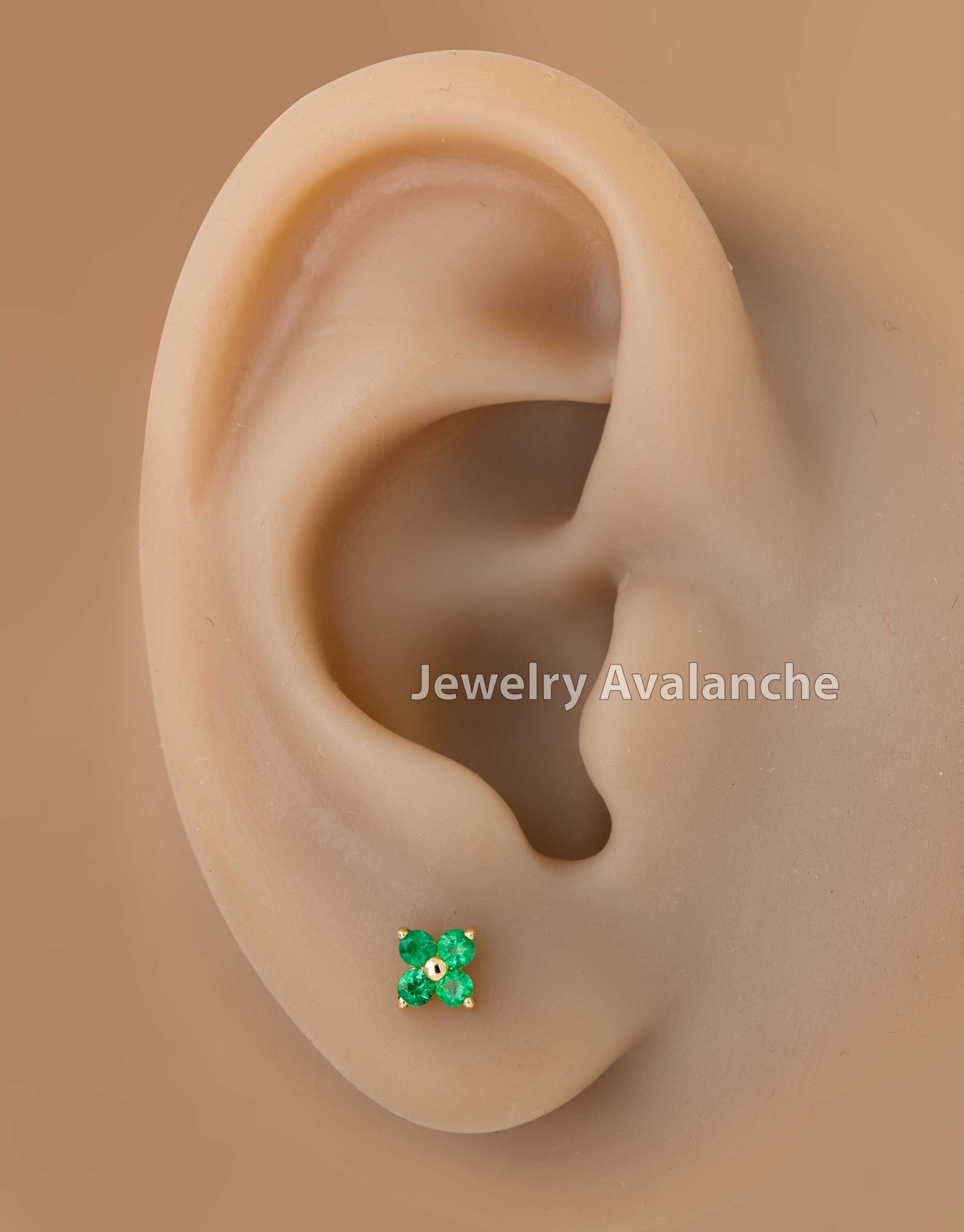 Jewelry Avalanche Womens 14K Gold 0.24ctw Emerald 4-Stone Stud Earrings