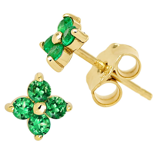 Jewelry Avalanche Womens 14K Gold 0.24ctw Emerald 4-Stone Stud Earrings