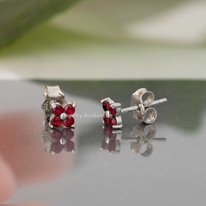 Jewelry Avalanche Womens 14K Gold 0.24ctw Ruby 4-Stone Stud Earrings