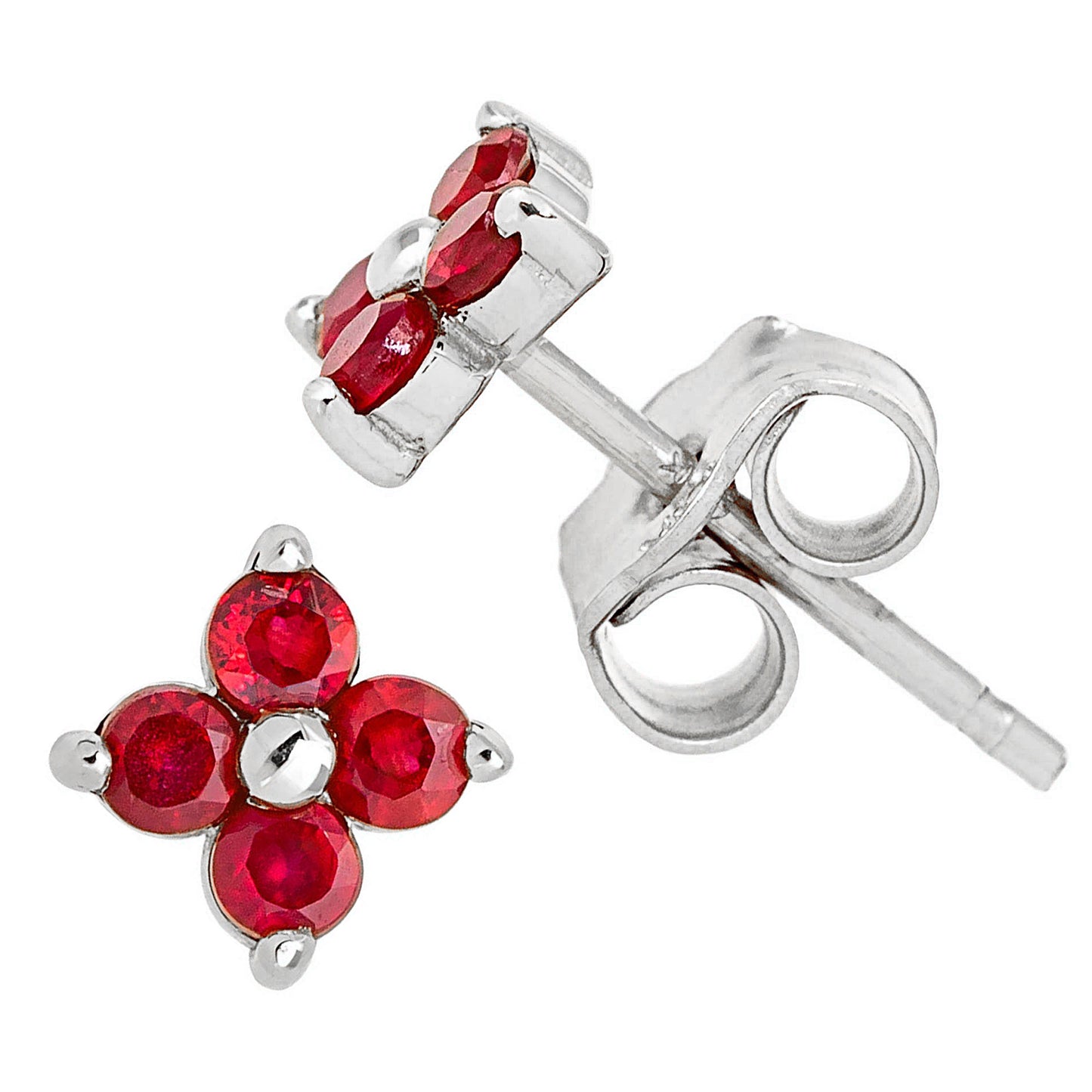 Jewelry Avalanche Womens 14K Gold 0.24ctw Ruby 4-Stone Stud Earrings