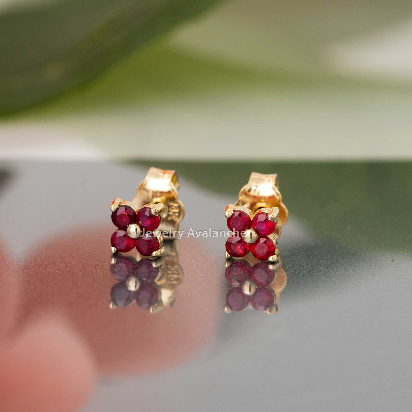 Jewelry Avalanche Womens 14K Gold 0.24ctw Ruby 4-Stone Stud Earrings
