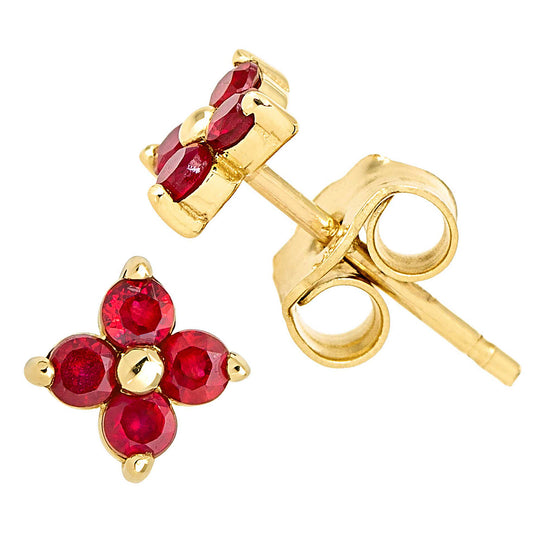 Jewelry Avalanche Womens 14K Gold 0.24ctw Ruby 4-Stone Stud Earrings
