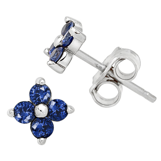 Jewelry Avalanche Women's 14K Gold 0.24ctw Blue Sapphire 4-Stone Stud Earrings