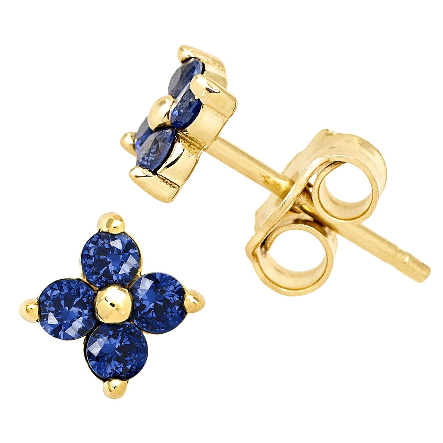 Jewelry Avalanche Women's 14K Gold 0.24ctw Blue Sapphire 4-Stone Stud Earrings