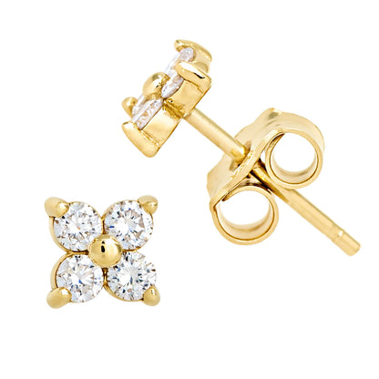 Jewelry Avalanche Womens 14K Gold 4-Stone 0.24 ctw Diamond Stud Earrings
